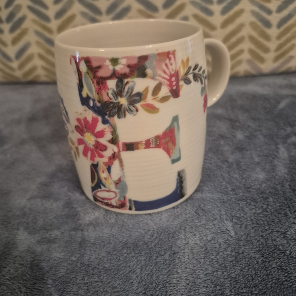 Anthropologie Floral Initial Mug - Multicolor - Picture 1 of 4